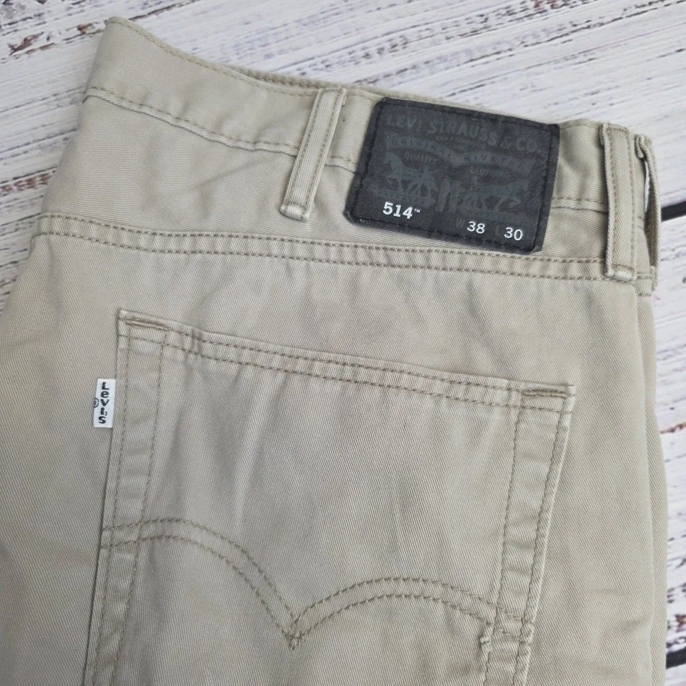 Levis 514 Jeans Mens 38x30 Beige‎ Medium Wash Straight Fit Mid Rise Cotton